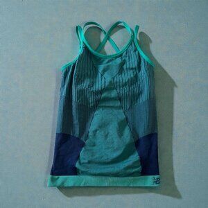 NEW BALANCE Green Blue Seamless Bra Tank Top Size Small